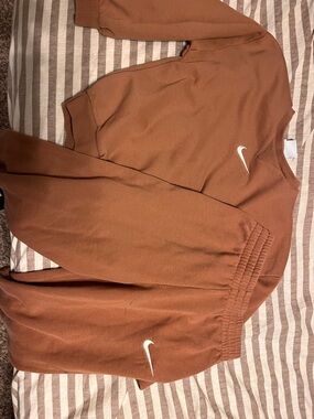 Nike Kids Brown Sweatshirt and Joggers Set with White Swoosh
